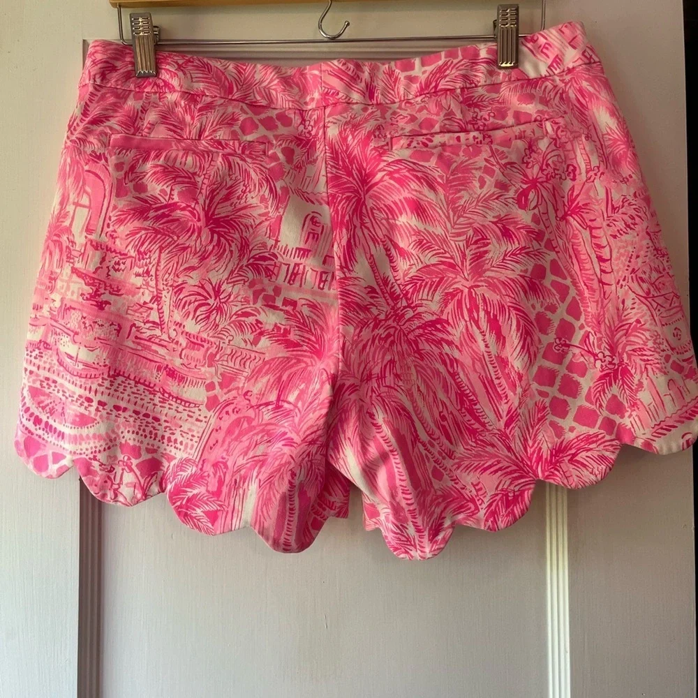 Lilly Pulitzer Buttercup Stretch Shorts Palm Beach Paradise Pink Blossom Size 10 - Picture 3 of 7
